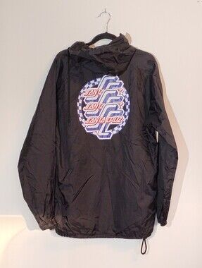 Santa Cruz Skateboards Black Windbreaker with Multicolor Graphic Back